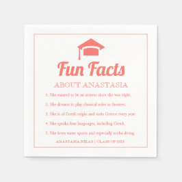 Coral Fun Facts class of 2022 graduation cap Serviette