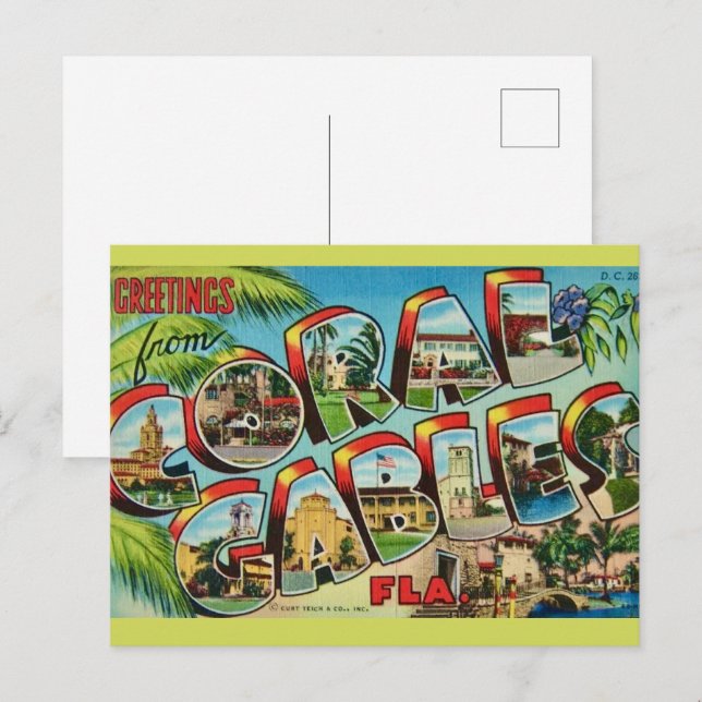 Coral Gables Florida Begrüßung Postkarte (Vorne/Hinten)
