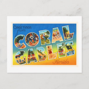 Coral Gables Florida FL Vintage Travel Souvenir Postkarte