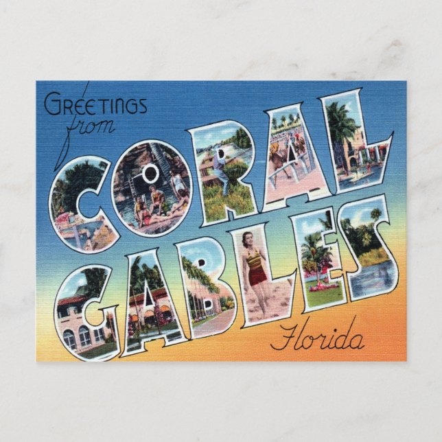 Coral Gables Florida Großbuchstaben Postkarte (Vorderseite)