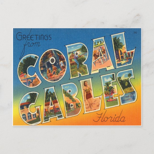 Coral Gables Florida Postkarte (Vorderseite)