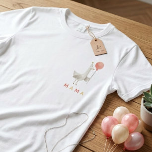 Coral Gans Ballon Mama Frauen Erster Geburtstag Te T-Shirt