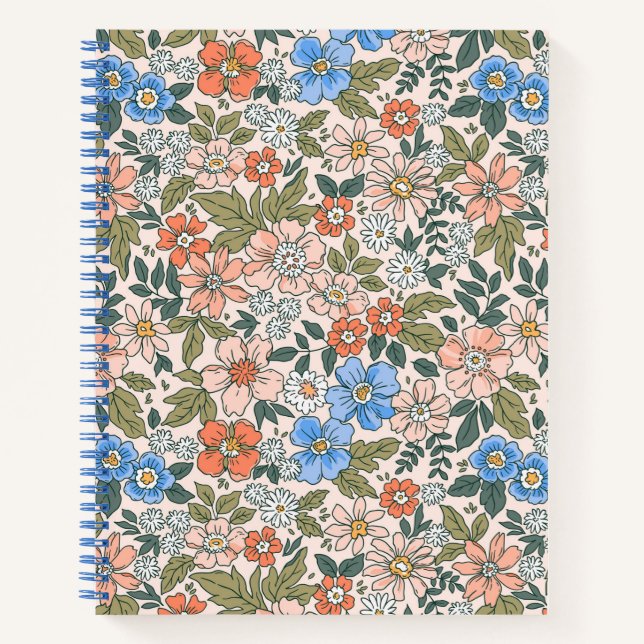 Coral Garden Blume Muster Notizbuch (Vorderseite)