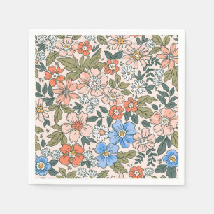 Coral Garden Blume Muster Serviette