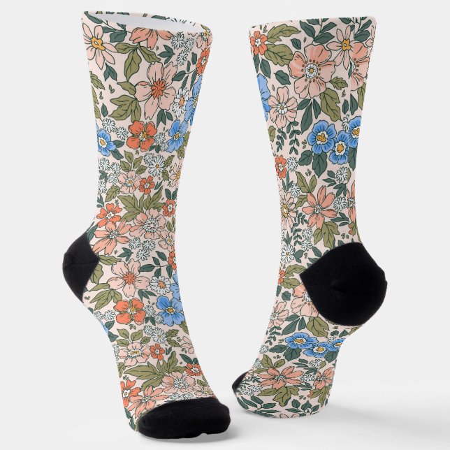 Coral Garden Flower Pattern Socken (Gewinkelt)