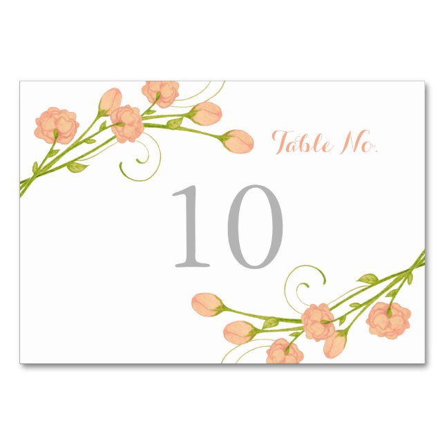 Coral Garden Rose - Tischnummer Card (Vorderseite)
