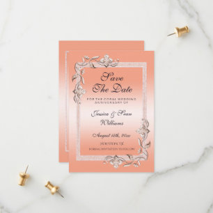  Coral Gem & Glitzer 35. Hochzeitssav Save The Date