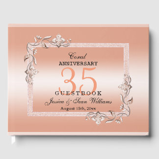 Coral Gem & Glitzer 35. Hochzeitstag Gästebuch