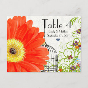 Coral Gerber Daisy Bird Cage Tischnummer