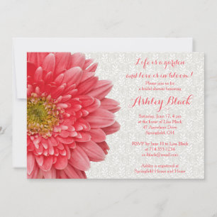 Coral Gerber Daisy Lace Bridal Einladung