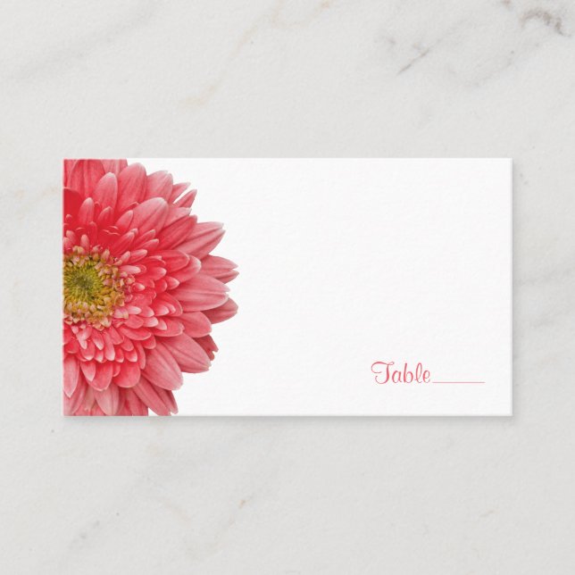 Coral Gerbera Gerber Daisy Wedding Platzkarte (Vorderseite)