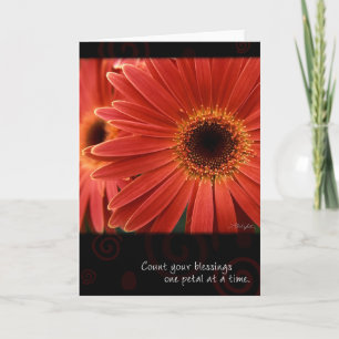 Coral Gerbera with Quote, by Anna Wight Karte