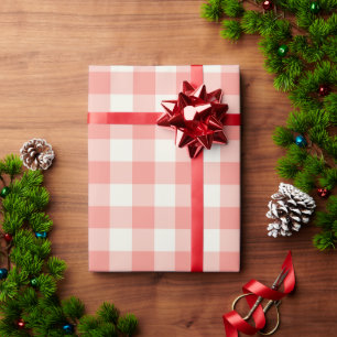 Coral Gingham - Geschenkpapier