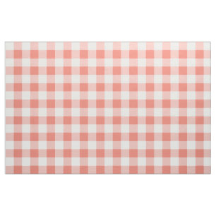 Coral Gingham Pattern Fabric Stoff