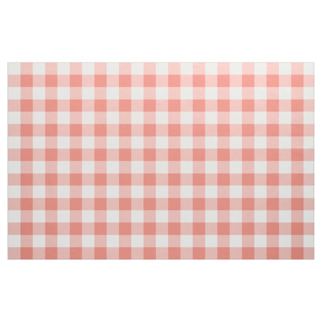 Coral Gingham Pattern Fabric Stoff (Yard (91,4 cm))