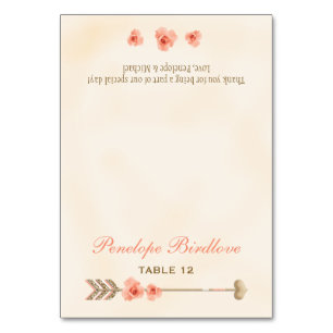 Coral Gold Boho Pfeil Rose DIY Tischkarten Tischnummer