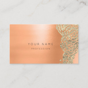 Coral Gold Lachs Blume Botanische Metallic MInima Visitenkarte