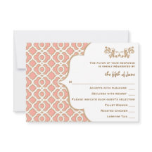 Coral Gold marokkanische Hochzeitungs-RSVP-Reaktio