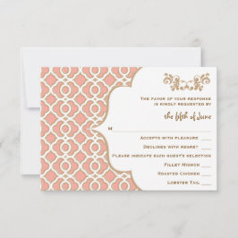 Coral Gold marokkanische Hochzeitungs-RSVP-Reaktio RSVP Karte