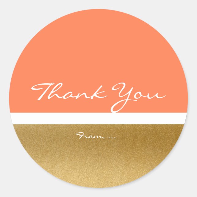 Coral & Gold White Modern Elegante Chic Sticker (Vorderseite)