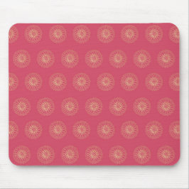 Coral | Golden Zinnia Flower Medallions Mousepad