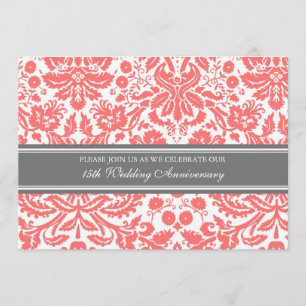 Coral Gray Damask Einladung zum 15-jährigen Jubilä