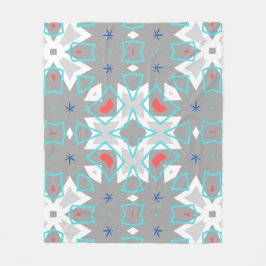 Coral Gray Mandala Pattern | Geometric Floral Boho Fleecedecke