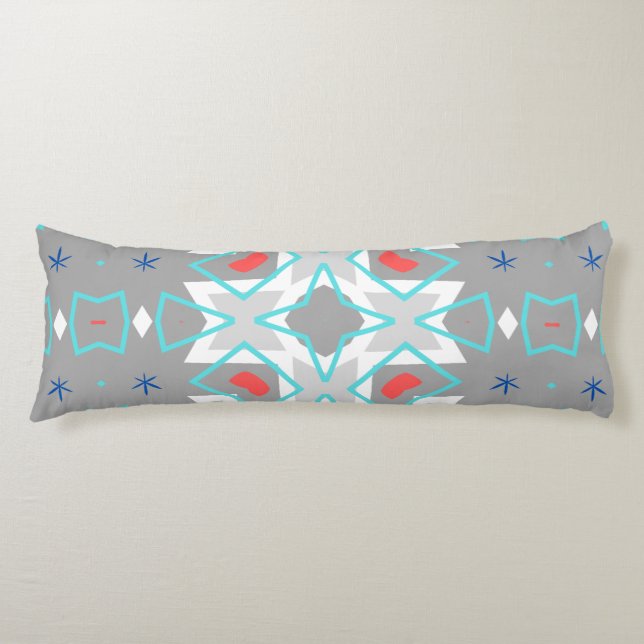 Coral Gray Mandala Pattern | Geometric Floral Boho Seitenschläferkissen (Vorderseite)