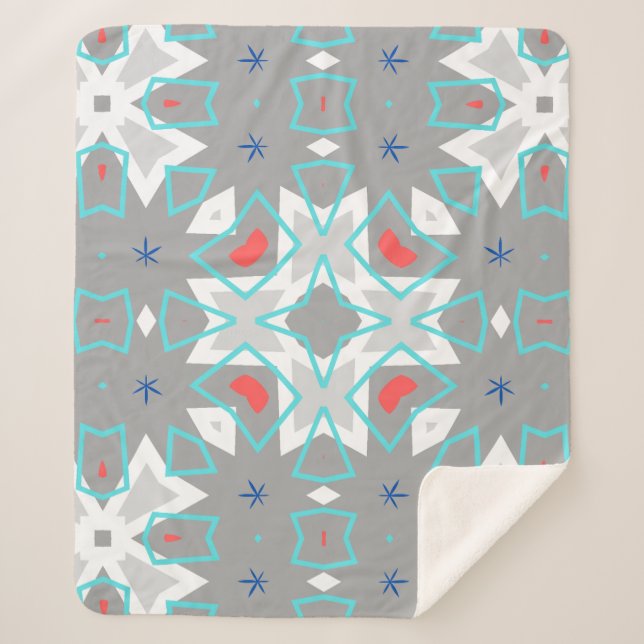 Coral Gray Mandala Pattern | Geometric Floral Boho Sherpadecke (Vorderseite)