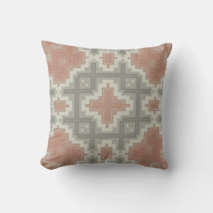 Coral Gray Tribal Muster Kissen