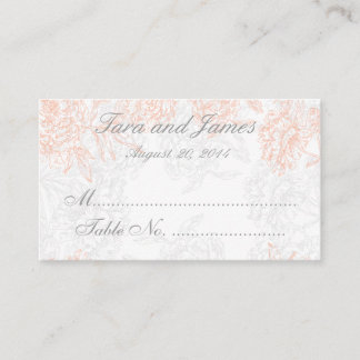 Coral Gray Vintag Floral Wedding Escort Card Platzkarte