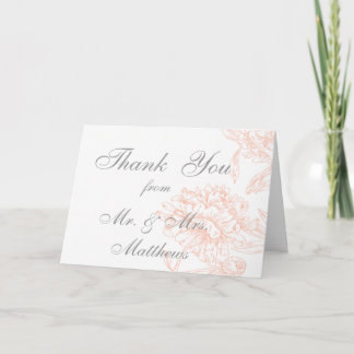 Coral Gray Vintage Wedding Foto Vielen Dank Dankeskarte