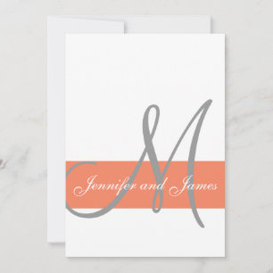 Coral Gray Wedding EinladungMonogram Names   Einladung
