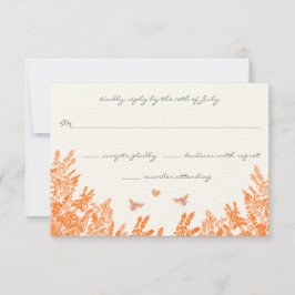 Coral & Gray Wild Blume Bee Wedding RSVP