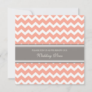 Coral Grey Chevron Wedding Vow Renewal Einladungen