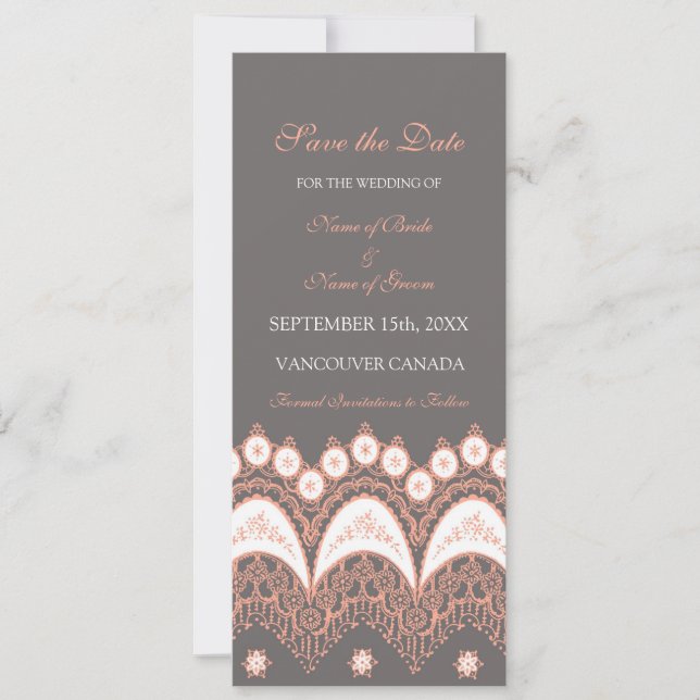Coral Grey Hochzeit Save-the-Date-Karte Save The Date (Vorderseite)