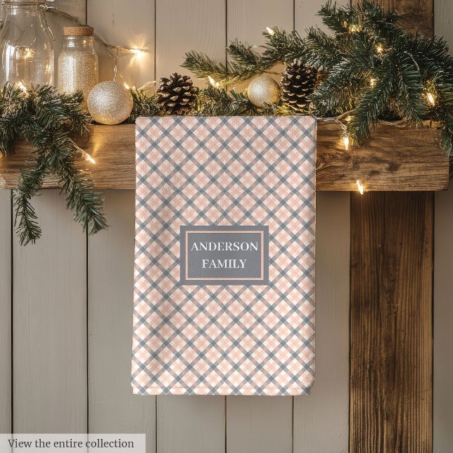 Coral Grey Kitchen Towel Classic Custom Name Look Geschirrtuch (Coral Grey Kitchen Towel Classic Custom Name Look)