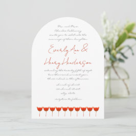 Coral & Grey Poppies Butterfly Wedding Einladung