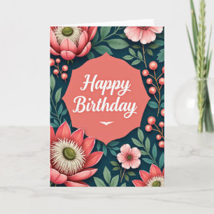 Coral Happy Birthday Bloom Karte