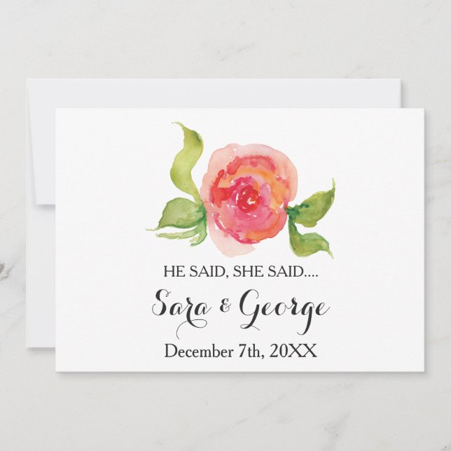 Coral He sagte: "Sie sagte Brautparty-Spielkarte" Einladung (Vorderseite)