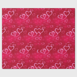 Coral Heart Grid: Simple Scattered Sweetness  Geschenkpapier