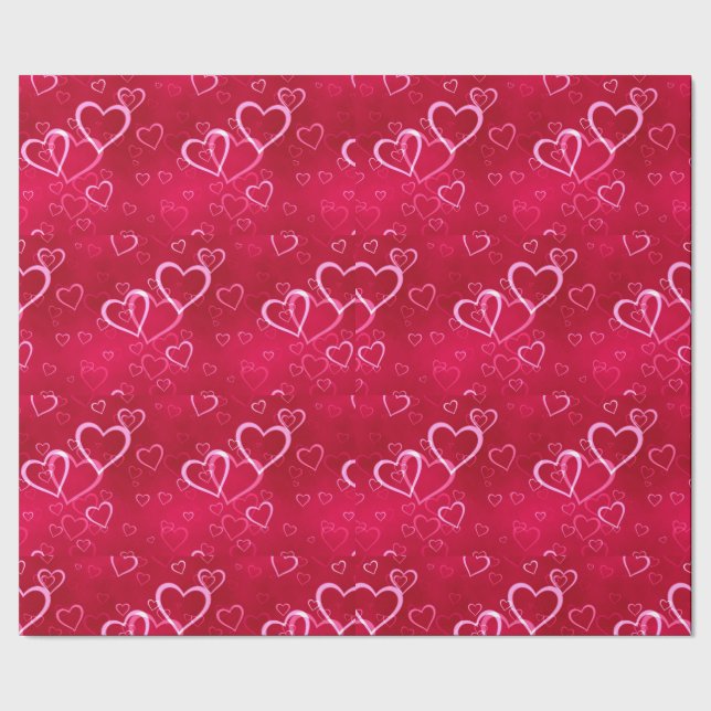 Coral Heart Grid: Simple Scattered Sweetness  Geschenkpapier (Saum)