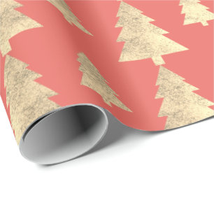 Coral Hütte Gold Blush Weihnachtsbaum Candy Kraf Geschenkpapier