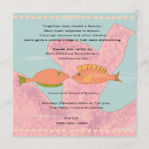 Coral & Kissing Fish 35. Hochzeitsjubiläum Einladu Einladung