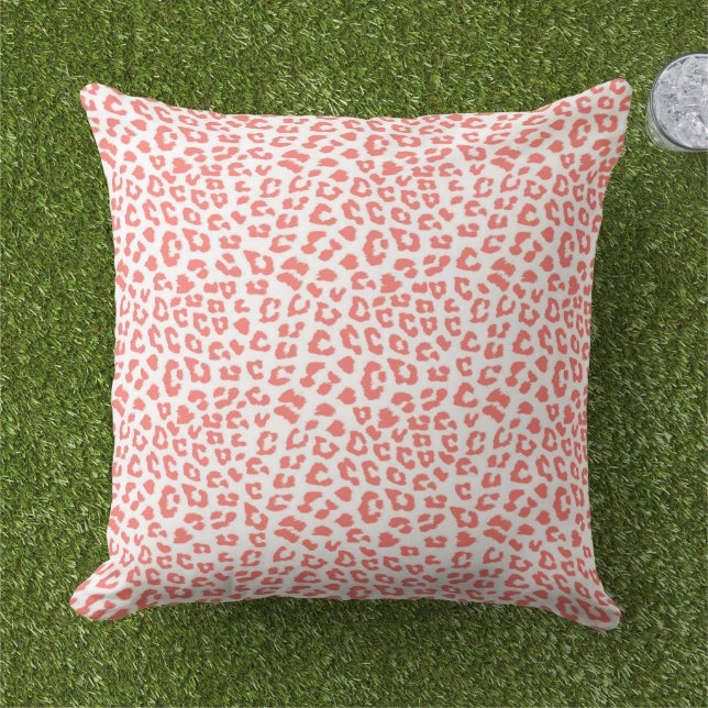 Coral Leopard Print Kissen (Gras)