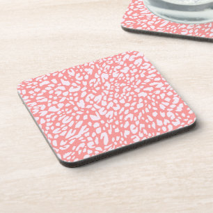 Coral Leopard Print Pattern Getränkeuntersetzer