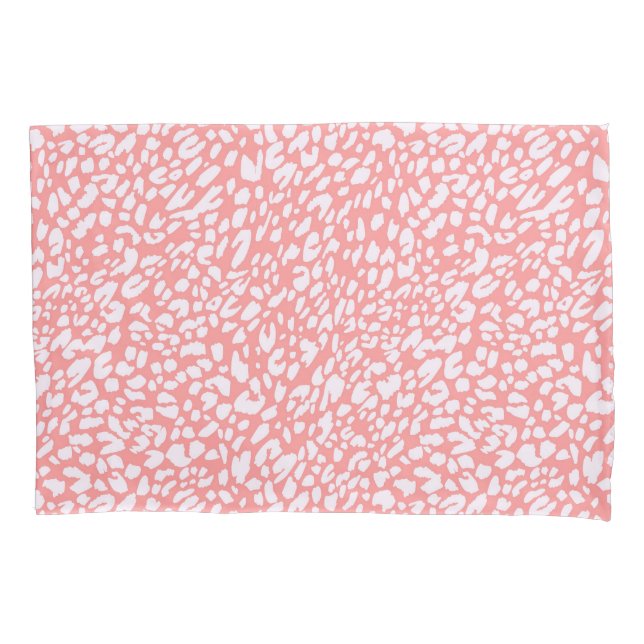 Coral Leopard Print Pattern Kissenbezug (Vorderseite-Links)