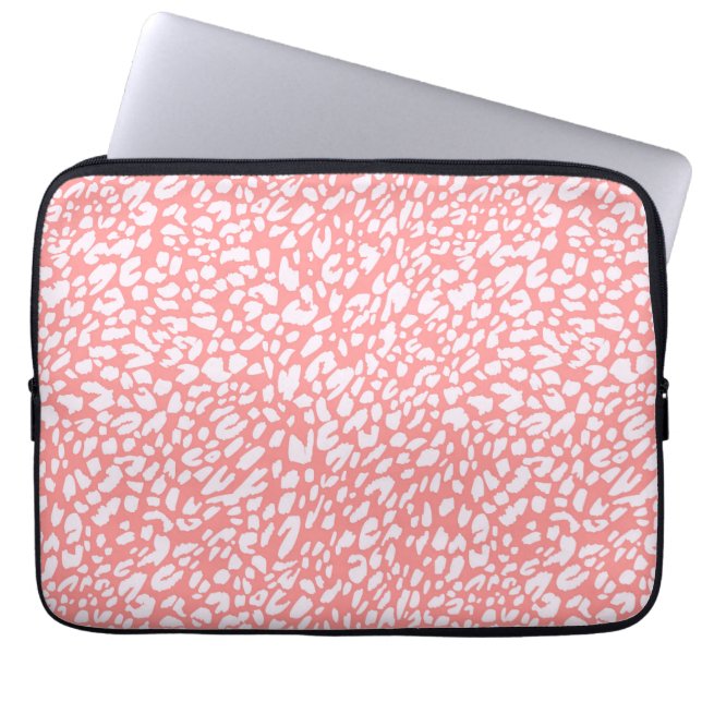 Coral Leopard Print Pattern Laptopschutzhülle (Vorderseite)