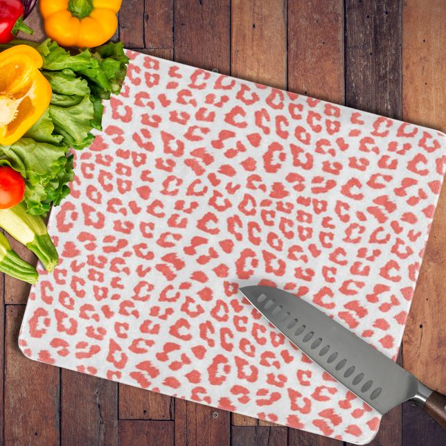 Coral Leopard Print Schneidebrett (Coral Leopard Print Cutting Board by Looly Elzayat)