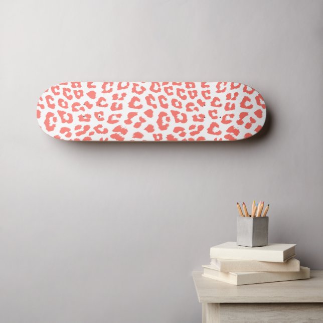 Coral Leopard Print Skateboard (Wandkunst (Horz))